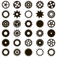 Set of 30 simple black gears