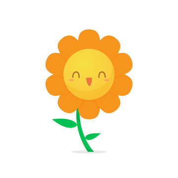 Happy flower cartoon vector