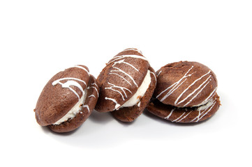 Gingerbread with chocolate isolated on the white background