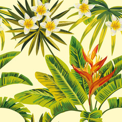 flowers and plants on a yellow background
