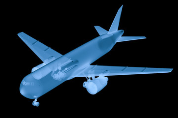 Fototapeta na wymiar x ray airplane on black background