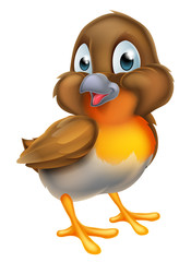 Cartoon Christmas Robin Bird