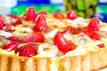 strawberries cake closeup jelly homemade recipe