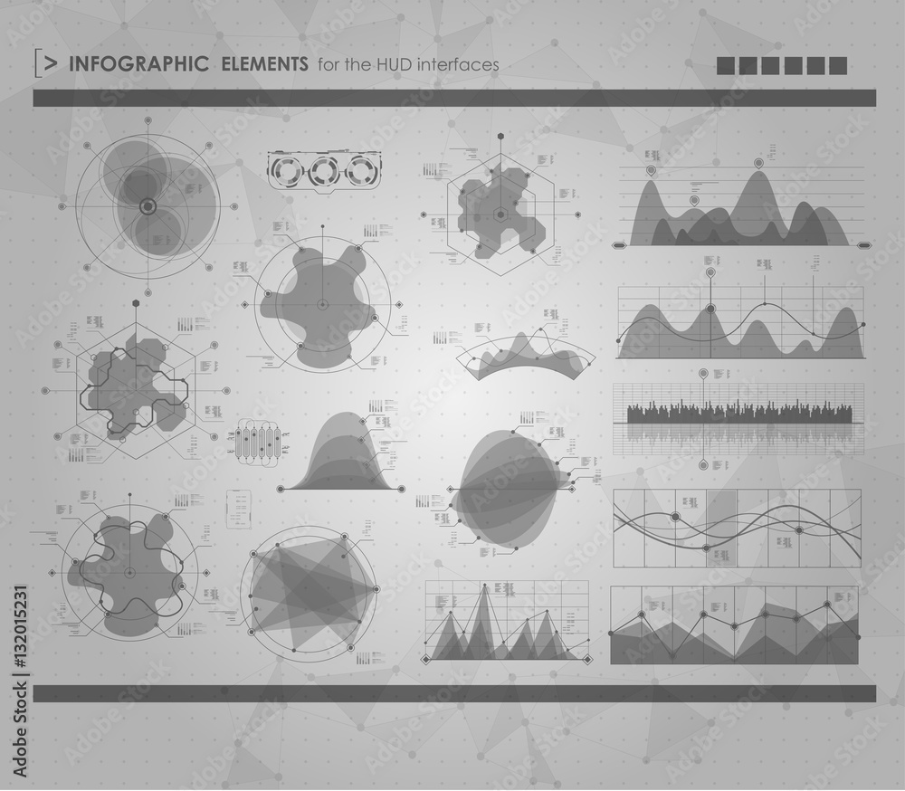 Aufkleber set of hud and infographic elements. futuristic user interface