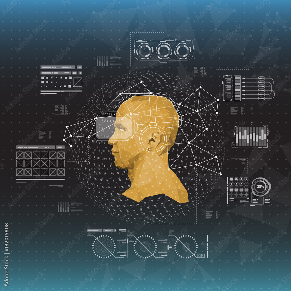 Poster set of hud elements for virtual reality. futuristic user interface