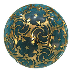 3D sphere with decorative elements. Digital artwork creative graphic design.