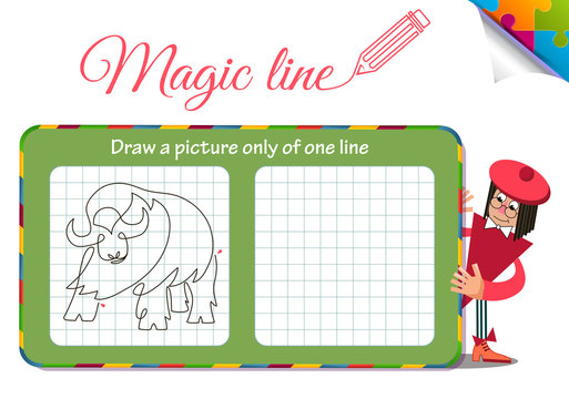 Draw a picture only of one line buffalo