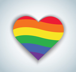  rainbow flag in heart shape icon vector. Valentine`s day background  
