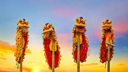 Lion Dance in Chinese New Year Celebration