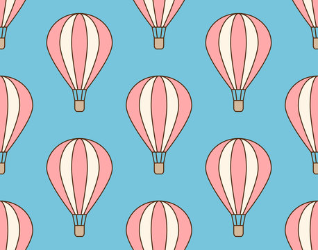 Seamless pattern made of flying cartoon air balloons