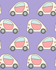 Fototapeta premium Seamless pattern made of cartoon small city cars