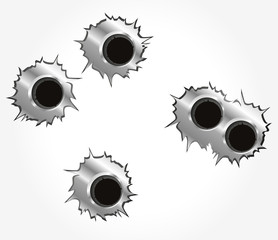 bullets holes on white background