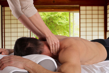 Man having sport massage. Acupressure, Chiropractic, osteopathy,