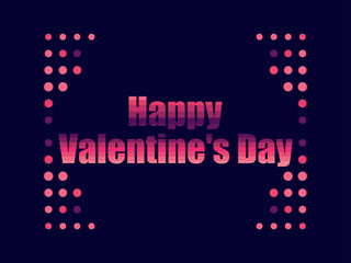 Happy Valentine's Day in 80's retro style. Text in the futuristic style, neon. Vector illustration.