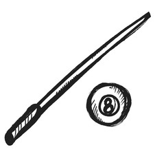 doodle billiard cues and ball, snooker