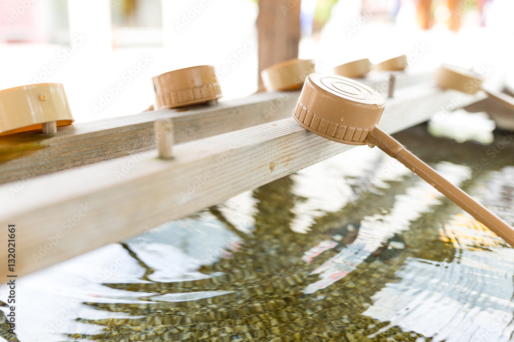 Poster Japanes wooden ladle in shrine