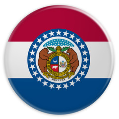 US State Button: Missouri Flag Badge, illustration on white background