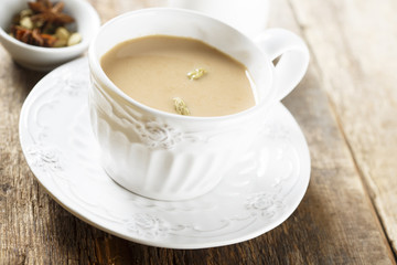 Homemade tea with milk or chai latte