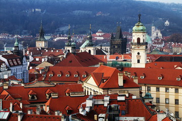 Panorama of Prague in autumn