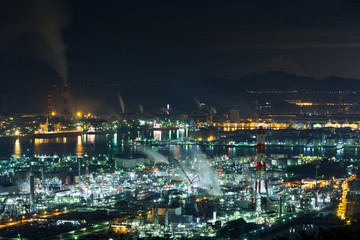 Fototapeta na wymiar Mizushima coastal industrial area in Japan
