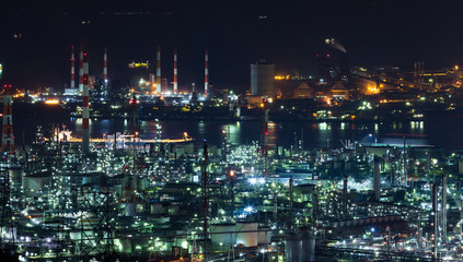 Fototapeta na wymiar Industrial area in Japan at night