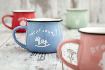 Colorful Ceramic Mugs with Enamel Look
