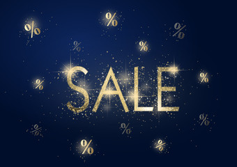 Sale card with golden text