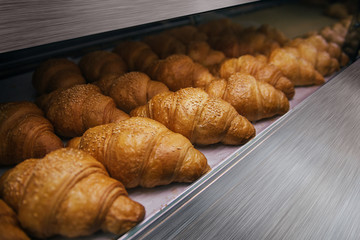 Just baked appetizing croissants