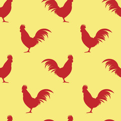 Seamless pattern background with roosters symbol silhouette vector