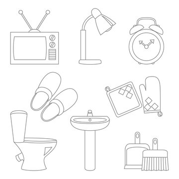 Vector set of household items design flat icons