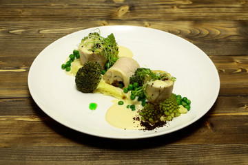 White fish fillet rolls