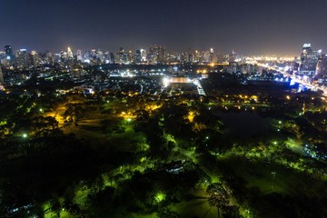 Bangkok City Thailand Aerial Drone Night Photo