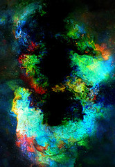 Cosmic space and stars, color cosmic abstract background. Fire effect in space.