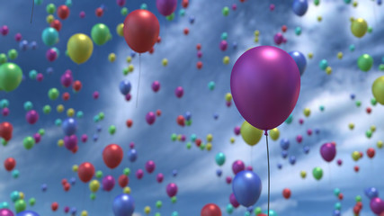 Fototapeta premium Rising balloons in the air 3D rendering