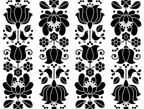 Seamless floral pattern - Kalocsai embroidery - traditional folk design from Hungary	