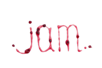 Berry jam word JAM isolated on white