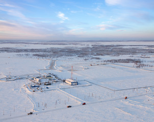 Oil field in West Siberia, top view