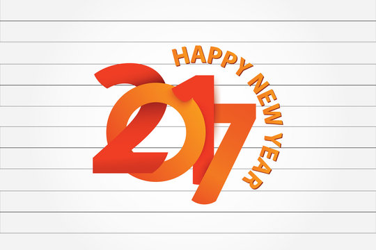 Happy New Year 3d looking in striped paper sketch.