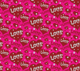 Seamless pattern with hearts and text , template gift wrapping 's Day