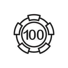 100 casino chip icon illustration