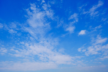 white fluffy clouds in the blue sky.