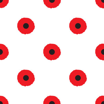 Poppy flowers seamless pattern. Simple vector floral texture in flat style.