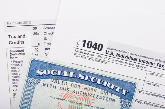 Tax return form and Social Security Number card