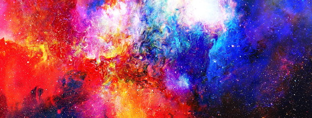 Cosmic space and stars, color cosmic abstract background. - obrazy, fototapety, plakaty