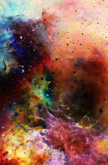 Cosmic space and stars, color cosmic abstract background. Fire effect in space.