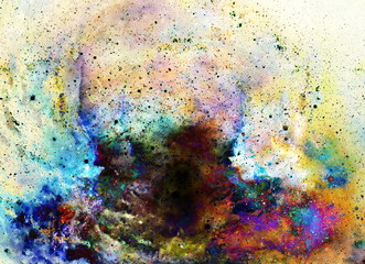 Obraz na płótnie Canvas Cosmic space and stars, color cosmic abstract background. Fire effect in space.