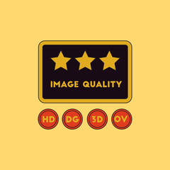 image quality with stars Vector illustration in flat style High quality picture movie