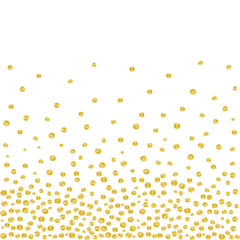 Abstract background of random falling golden dots on white. Hand drawn by markers confetti pattern. Suitable for textile, wrapping design, greeting cards etc. Vector eps8 illustration.