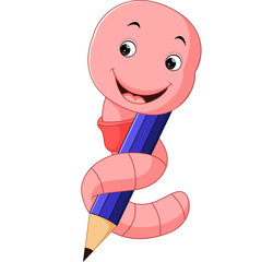 Cute pink worm cartoon