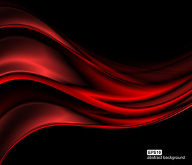 Vector abstract red waves background.